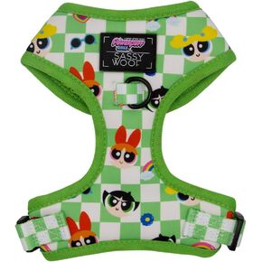 تسخير الكلب القابل للتعديل - The PowerPuff Girls ™ (Green) - S ، شبكة تنفس ، لا يوجد تصميم سحب مع حلقتين D ، تصميم براءة اختراع ، مثالي للكلاب الصغيرة والجرو - مرخصة رسميًا