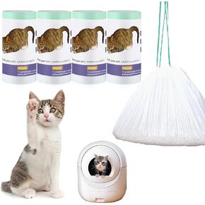 100 COUNT COUNT SESSLING CAT CAT BOX BOX BACS متوافقة مع صندوق القمامة التلقائي للقطط ، وبطانات درج النفايات البديلة السميكة للرسام-25.2 "× 11.8"