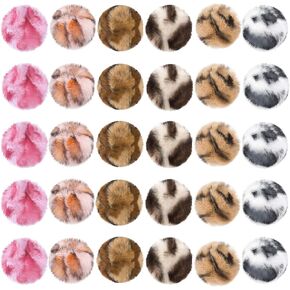 Nicunom 30 PCS Cat POM PORLS ، 2 "Faux Fur Poms Poms Catnip Furry Cat Toys Balls Guozzy Large Cat Plush Ball for Hitten Pet In6