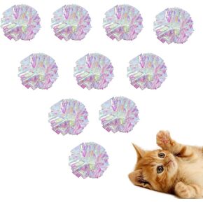 Framendino, 20 Pack Dye Free Cat Crinkle Balls, 2 Inches Mylar Shiny Balls Chew and Chase Lightweight for Indoor Cats to Keep Fit Active