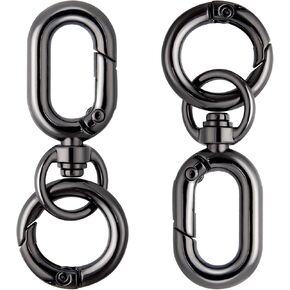 2 Sets Metal Keychain Clip Snap Hooks with Key Rings, Black Double Opening Swivel Clasp Clips, Spring Snap Key Ring Chain Holder for Lanyards, Jewelry Making, DIY Crafts