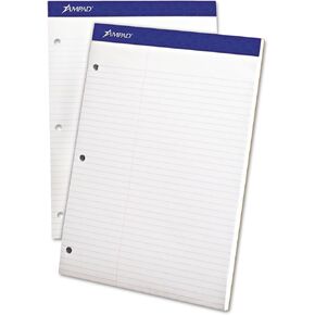 Ampad 20345 Double Sheets Pad, Law Rule, 8 1/2 x 11 3/4, White, 100 Sheets