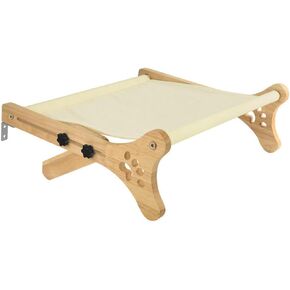 Heavy-Duty Solid Wood Cat Bed, Window Mounted Hanging Cat Hammock for Sunbathing, Suitable for Windows