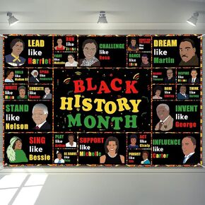 Black History Month Banner 72" x 48" Decorations Famous People African American History Month Banner School Classroom Art Posters for Party Supplies Photography Background Home Decor