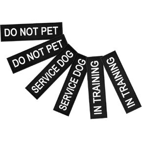 6pcs Service Dog Patches Removable Do Not Pet Patch Tactical Dog Harness Patch Black Vest Patches in Training Dogs Harness Patches Removable for Vest or Collar with Hook and Loop Tape