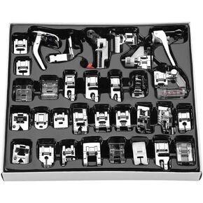 32Pcs Sewing Machine Presser Foot Feet Kit Set,Fits for Brother, Baby Lock, Singer, Elna, Toyota, New Home, Simplicity, Janome, Kenmore, and White Low Shank Sewing Machine