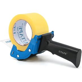 Rapid Replace Packing Tape Dispenser with Sharp Cutting Blade 2 inches Lightweight Ergonomic Industrial Handheld Heavy Duty Tape Cutter, Packaging Supplies and Box Sealing, Blue