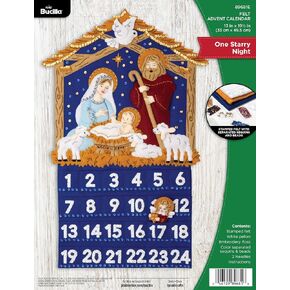 Bucilla, One Starry Night, Felt Applique Advent Calendar Kit, Perfect for Holiday DIY Arts and Crafts, 89681E