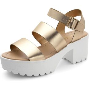 DREAM PAIRS Platform Heels for Women Lightweight Chunky Open Toe Stylish Comfortable Fisherman Sandals with Adjustable Ankle Strap