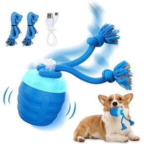 Interactive Dog Toys Ball - Motion Activated Rolling Squeaky Ball for Small/Medium/Large Dogs, Automatic Moving Dog Toy Wicked Ball for Boredom & Daily Training, USB Rechargeable (Blue)