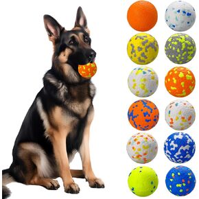 12 Pcs Dog Toy Ball for Aggressive Chewers in Bright Colors, Interactive Dog Ball for Boredom and Stimulating Play, Bouncy Floating Rubber Ball for Large Medium Small Puppy (2.5 Inch)