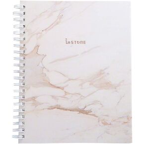 Waterproof Wire-Bound Writing Paper Notebook | Made From Stone Powder Instead of Paper Pulp | Ruled and Perforated 60 Pages 8.5" x 11" | White Marble Cover