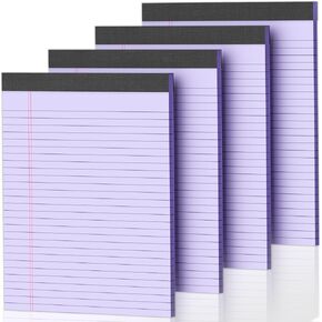 4 Pack Purpel Legal Pads 8.5 x 11 Purpel Note Pads 8.5 x 11 Notepad 8.5 x 11 Micro Perforated Writing Pads Lined Paper Pads Wide Ruled Pad of Paper 30 Sheets Notebook for Study, To-Do Lists, Office