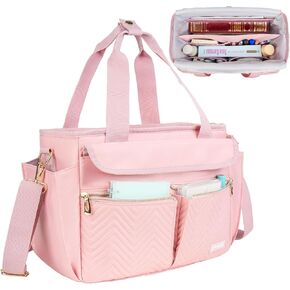 Bible Bag for Women with Shoulder Strap,Bible Carrying Case with Multiple Pockets for Bible Accessories,Pink,Bag Only