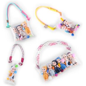 Clear Figure Display Bag Keychain Set (4PCS) Compatible with Sonny Angel, Portable Blind Box Organizer, Mini Doll Display Bag, DIY Decoration Collectible Case（NO Doll） (1 Set(4PCS))