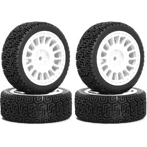 68mm 4 PCS 1/10 Runflat Tire 1.9 inch Rally Tire L002 for 1:10 Tamiya xv02 Maze Tire Lc PTG Off-road 94123 Kyosho FW06 etc. (white) (orange)