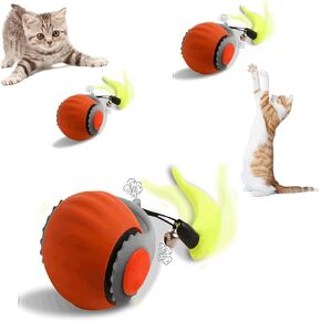 لعبة الترقية 3.0 لعبة Tail Cat ، لعبة Cat Tail التفاعلية السريعة الجديدة للقطط الداخلية ， كرة قطة ذكية الحركة التلقائية مع تعديل ذيل اثنين من السرعة （Orange）
