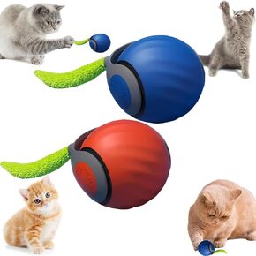 Speedy Tail 2.0,2025 New Speedy Tail Cat Toy,Interactive Cat Ball Toy,Interactive Cat Toy for Indoor Cats,Two Speed Adjustment,Automatic Moving Cat Toy Ball with Tail (Mix (Orange+Blue)