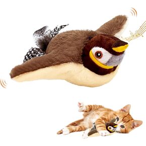 Flying Bird Cat Toy with Catnip, Rechargeable Flapping Bird Sparrow, Upgrade Flappy Bird Cat Toy Interactive Flying Bird Cat Toys for Indoor Cats, Chirping Bird Cat Toy Flapping Wings Simulated