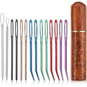 Large Eye Sewing Needles, 15 Pieces Aluminum Yarn Darning Tapestry Needles Embroidery Hand Weaving Needle Bent Tip Big Eye Yarn Sewing Needles for Hand Knitting Crochet Accessories