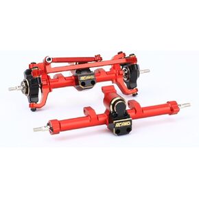 RCAWD Full Metal Worm Gear Front Rear Portal Axles for 1/18 FMS Thunder Storm BRONX FJ CRUISER CHEYENNE GLACIER PATRIOT HILUX Magnum CHEVROLET MOGRICH Parts(Red)