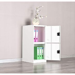 Digital Lock Metal Locker Organizer with Padlock and Shelf Small Size for Gym (P2V, Full White)