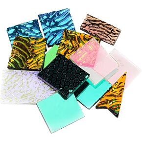 3 Bags COE90 Dichroic Glass Scrap, Jewelry Making Fusible Glass Pieces with Iridescent Color-Shifting Effect, Microwave Kiln Compatible Glass Material for DIY Pendant Crafting (1 oz/Bag)