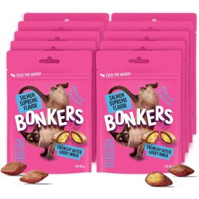 Bonkers Cat Treats Salmon Supreme Flavor 3 OZ, Cat Treats, Treats for Training, for All Breeds and Ages, Food Topper, Resealable Pouch (10 Pack)