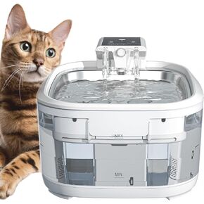 Cat Water Fountain Wireless,Pet Water Fountain Battery Operated for Cats Indoor,4.5L/150oz Automatic Dog Water Dispenser,Quiet Cordless Water Fountains with Motion Sensor,Stainless Steel