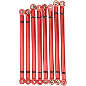 8Pcs Chassis Aluminium Link Rod Set Wheelbase Link Rod Aluminium Alloy RC Car Upgrade Accessory for SCX10 1/10, 313mm Wheelbase (Red)