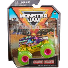 Monster Jam, Official Grave Digger Chase Monster Truck, Die-Cast Vehicle, 1:64 Scale, Kids Toys for Boys Ages 3 and up