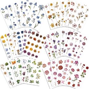 Pressed Flower Stickers(500 Pieces, 36 Sheets), Dried Flower Stickers Scrapbook Stickers for Junk Journal Supplies, Scrapbook Supplies, Planner, Bullet Journal Supplies