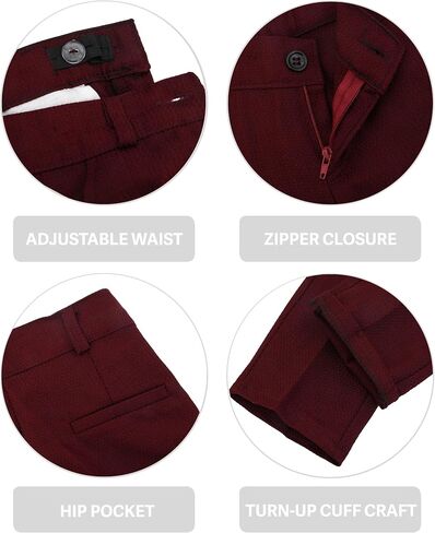 Lilax Boys Formal Suit 4 Piece Vest, Pants and Tie Dresswear Suit Set (11 Years, Red) in Kuwait