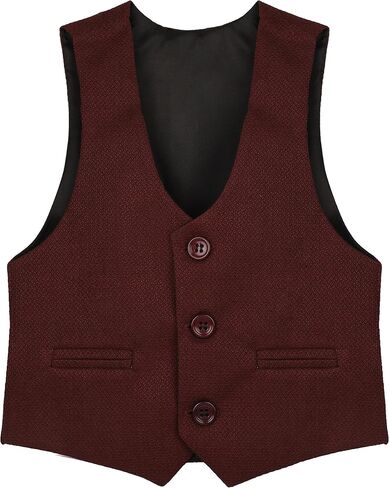 Lilax Boys Formal Suit 4 Piece Vest, Pants and Tie Dresswear Suit Set (11 Years, Red) in Kuwait