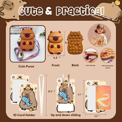 Capybara School Supplies Set Cute Stationery Set Kawaii Back to School A7/A5 Spiral Notebook,Pencil Case, 6 Erasable Gel Pens,40 stickers,Card Holder Perfect Easter Birthday Gifts for Kids in Saudi Arabia