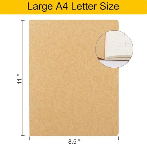 EUSOAR Notebooks College Ruled, 3 Pack A4 11" x 8-1/2", 40 Sheets/ 80 Pages, 100gsm Thick Paper, Notebook Bulk Journal Line Writing Pads, Drawing Sketchbook Subject for Office Business Work Supplies in Kuwait