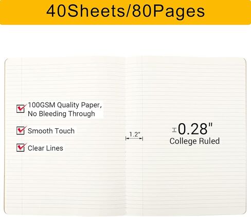 EUSOAR Notebooks College Ruled, 3 Pack A4 11" x 8-1/2", 40 Sheets/ 80 Pages, 100gsm Thick Paper, Notebook Bulk Journal Line Writing Pads, Drawing Sketchbook Subject for Office Business Work Supplies in Kuwait