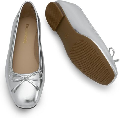 DREAM PAIRS Women's Flats, Square Toe Ballet Flats, Comfortable Casual Ballerina Flat Dress Shoes with Bow, Suitable for Dressy Business Casual Work Office in Saudi Arabia