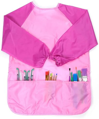 YYaaloa Art Smock, Pink Waterproof Small Art Smock with Long Sleeve with 3 Pockets in Saudi Arabia