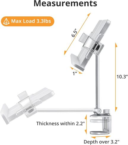 قائمة الكتب للقراءة ، حامل الذراع الكتب ، حامل الكتب الطهي ، زاوية الارتفاع القابلة للتعديل ، 360 درجة الدوران ، من 5.5-8 "كتاب نصي ، 6-12" قرص/ipad/ereader ، حامل اللوحات ، حامل الوصفة ، الطهي ، الدراسة ، القراءة in Kuwait