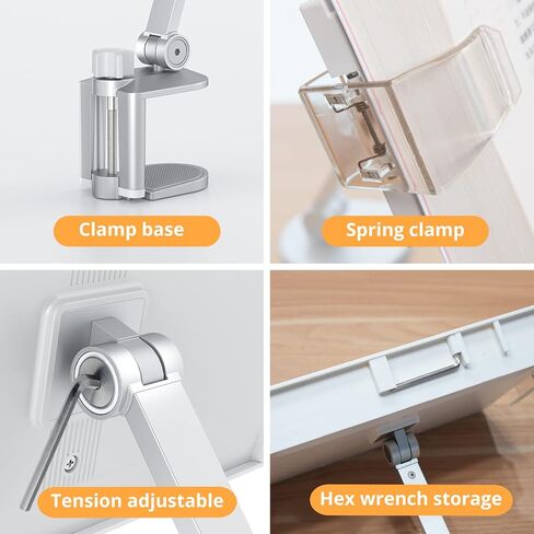 قائمة الكتب للقراءة ، حامل الذراع الكتب ، حامل الكتب الطهي ، زاوية الارتفاع القابلة للتعديل ، 360 درجة الدوران ، من 5.5-8 "كتاب نصي ، 6-12" قرص/ipad/ereader ، حامل اللوحات ، حامل الوصفة ، الطهي ، الدراسة ، القراءة in Kuwait