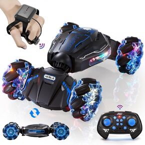 Remote Control Car, 2.4GHz 4WD Gesture Sensing RC Stunt Car, Drift Hand Controlled Twist Cars with Light & Music, Cool Birthday Gifts for Kids Boys Toy Age 6 7 8 9 10 11 12 Years Old(Blue)