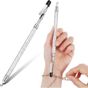 2 in 1 Bracelet Helper Tool to Put On Yourself, Bracelet Assistance Tool, Stainless Wearing Assistance Tool with Hook Quick Release Fastening Jewelry Clasp Helpers for Bracelet Necklace(White)