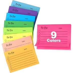 Sticky Notes (9 Pack) 3 * 4 Inch, 50 Sheets per Book, 9 Colors, Good Stickiness, Easy to Clean