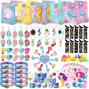 حزب حورية البحر تفضلات ، 100 PCS لوازم حفلة عيد ميلاد حورية البحر ، استحمام الطفل Goodie Bag Fillers Docorations Mermaid Party Docorations