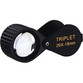 20X Magnification Jewelers Loupe Pocket Jewelry Loupe 18mm Optical Glass Lens, Foldaway Design, Metal Construction, Battery-Free for Jewelry Coins Gems Stamps Watches Hobbies