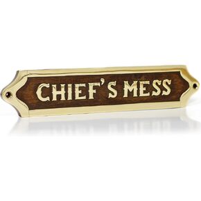 Chiefs Mess Brass Door Sign Maritime Ships Plaque | Decorative Plaque | Home Decor Accents Nagina International