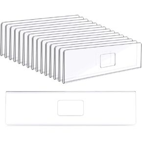 Jetec 15 Pcs 2 x 8 Inch Acrylic Wall Name Plate Holder Clear Plastic Sign Holder Door Name Platel Frame with Adhesive Tape Horizontal Nameplate Display for Office Cubicles Store Classroom