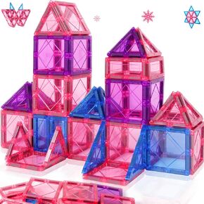 Magnetic Tiles Toys for 3 4 5 6 7 8 Year Old Boy Girls Kids Beginner Set,Magnetic Building Blocks Learning Toys for Toddlers Age 2-4 3-5 4-5 5-6 6-8 Birthday Christmas Ideas (20PCS Blue & Purple)