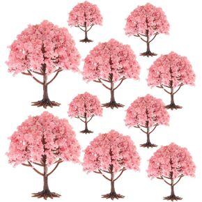 Yardwe 10Pcs Miniature Flower Tree Model Train Scenery Architecture Cherry Blossom Trees Mini Fake Trees for DIY Sand Table Crafts Building Scenery Landscape Ornaments